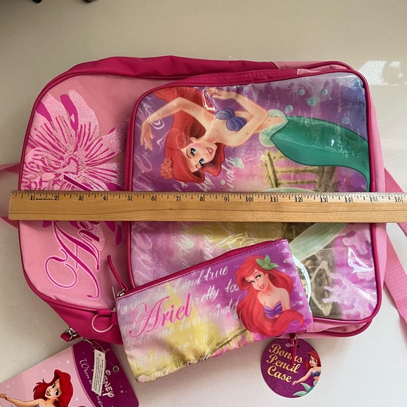 Disney Ariel Little Mermaid Backpack and Pencil Case Pink - Picture 7 of 8